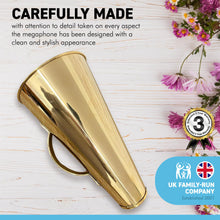 Load image into Gallery viewer, Gleaming BRASS Old Fashioned Director LARGE METAL MEGAPHONE Loud Hailer | Movie Prop | Film Prop |TV Prop |Fancy Dress | Mega phone | Megaphone speaker | Voice amplifier | Film prop replica