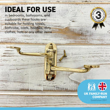 Load image into Gallery viewer, Three-way Folding Coat Hook | Polished brass finish | | Wall mounted for bathroom kitchen bedroom | Captains hook
