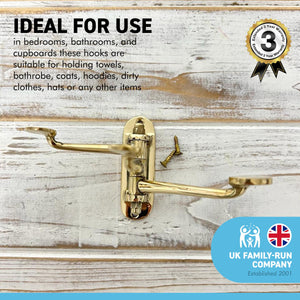 Three-way Folding Coat Hook | Polished brass finish | | Wall mounted for bathroom kitchen bedroom | Captains hook
