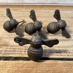 Pack of 4 CAST IRON BUSY BEE DRAWER KNOBS for Kitchen cupboards | Cast Iron Antique style finish | Vintage charm meets modern functionality | 7cm wide x 2cm depth