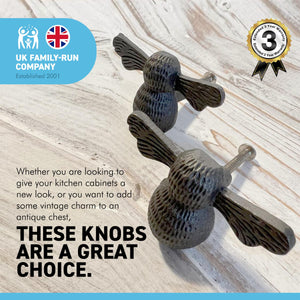 Pack of 2 CAST IRON BUSY BEE DRAWER KNOBS for Kitchen cupboards | Cast Iron Antique style finish | Vintage charm meets modern functionality | 7cm wide x 2cm depth