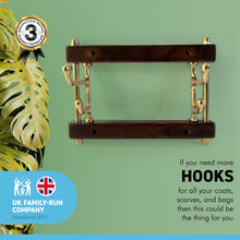 Load image into Gallery viewer, Two-way Folding Coat Hook | Polished brass finish | | Wall mounted for bathroom kitchen bedroom | Captains hook | independently swivelling arms | Versatile and elegant