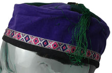 Load image into Gallery viewer, Large mauve Tibetan trim smoking / thinking / lounging cap with tassel
