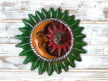 Load image into Gallery viewer, Mexican Barro Style Large Sun and Moon Plaque