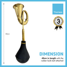 Load image into Gallery viewer, Large 40cm long Replica vintage bulb honky horn with black rubber plunger | Air horn | clown horn | Squeeze horn | taxi horn rubber bulb bugle horn | Retro style hooter | bike car