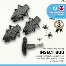 Load image into Gallery viewer, Pack of 4 CAST IRON FUNKY BUG DRAWER KNOB for Kitchen cupboards | Cast Iron Antique style | Vintage charm meets modern functionality | 5cm L x 2cm D