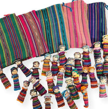 Load image into Gallery viewer, Set of 50 Guatemalan handmade Worry Dolls with 5 colourful crafted storage bags | Worry Dolls for Girls | Worry Dolls For Boys | Anxiety Dolls | Worry Doll | Guatamalan Doll