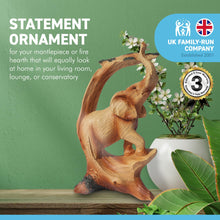 Load image into Gallery viewer, Wood effect resin Stately ELEPHANT UNDER TREE ORNAMENT