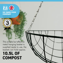 Load image into Gallery viewer, Metal 16 Inch diameter green Hanging Basket