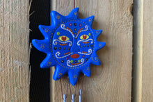 Load image into Gallery viewer, Sun Wind Chime Blue Handpainted Bright Colours Decor