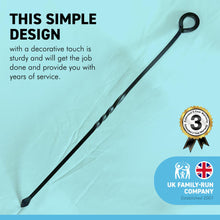 Load image into Gallery viewer, Metal Fireside Poker | Black Powder finish durable metal construction long length fireside poker | Twist handle design with hanging loop | Open Fire Wood Burner Fire Pit BBQ | 54 cm length