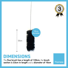 Load image into Gallery viewer, Long reach BRISTLE FLUE BRUSH 100mm diameter | Steel Wire Cylinder Pipe Brush | Chimney Pipe Sweep Brush | Pipe Cleaning Brush | Stove Pipe | Brush Length approx. 120 cm