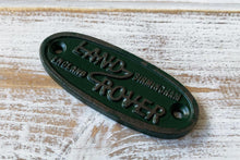 Load image into Gallery viewer, Cast Iron antique style Land Rover Green Oval Door Wall Plaque