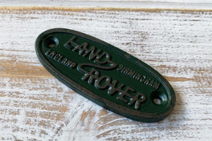 Cast Iron antique style Land Rover Green Oval Door Wall Plaque
