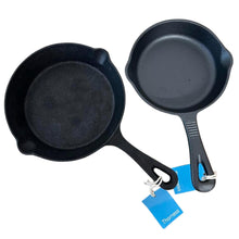Load image into Gallery viewer, Set of two Cast Iron Skillets 1 x 8 Inch and 1 x 6 inch | Oven Safe Tarte Tatin Skillet Frying Pan for Indoor and Outdoor use | Cast Iron Cookware | Grill Pan | Stove Top | Skillet Pan
