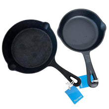 Load image into Gallery viewer, Set of two Cast Iron Skillets 1 x 8 Inch and 1 x 6 inch | Oven Safe Tarte Tatin Skillet Frying Pan for Indoor and Outdoor use | Cast Iron Cookware | Grill Pan | Stove Top | Skillet Pan