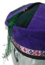 Load image into Gallery viewer, Large mauve Tibetan trim smoking / thinking / lounging cap with tassel