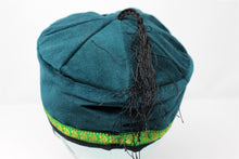 Load image into Gallery viewer, Green Tibetan Trim Smoking lounge Cap with Tassel Medium