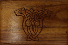 Load image into Gallery viewer, Celtic Cross Carved Wood Treasure Chest Trinket Box
