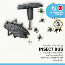 Load image into Gallery viewer, Pack of 2 CAST IRON FUNKY BUG DRAWER KNOB for Kitchen cupboards | Cast Iron Antique style | Vintage charm meets modern functionality | 5cm (L) x 2cm (D)