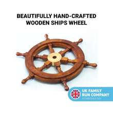 Load image into Gallery viewer, Large Decorative Wooden Ship Wheel 62cm Diameter