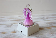 Load image into Gallery viewer, Crystal Glass Gold Gilded Joy Light Up Pink Angel Ornament