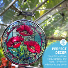 Load image into Gallery viewer, Vibrant 6-Inch Poppy Design Stained Glass Suncatcher - Elegant Window Decor for a Splash of Colour
