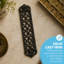 Load image into Gallery viewer, The Jali – Pierced Lattice Cast Iron Finger Plate That Turns a Plain Door into a Period Feature
