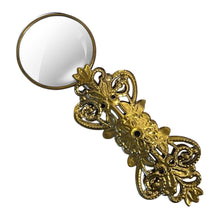 Load image into Gallery viewer, Handy Gold Magnifying Glass with leaf pattern, Elegant Handheld Magnifier for reading
