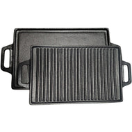 𝗗𝗢𝗨𝗕𝗟𝗘-𝗦𝗜𝗗𝗘𝗗 𝗖𝗔𝗦𝗧 𝗜𝗥𝗢𝗡 𝗚𝗥𝗜𝗟𝗟 𝗣𝗔𝗡  Robust, Perfect for Indoor & Outdoor Cooking