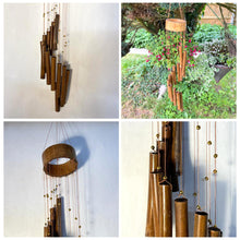Load image into Gallery viewer, 67cm Long Indonesian Home and Garden Bamboo Spiral Windchime | chime ornament | wooden wind chimes | Classic Zen Garden windchime for relaxation | Bamboo wind chimes for garden.
