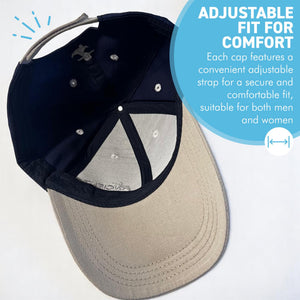 Set of 4 Adjustable Navy-Blue Baseball Caps, Commodore, Engineer, First Mate and Crew, Nautical Boating Hats for Sailing, Yachting & Team Uniform
