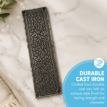Load image into Gallery viewer, Ornate Inca Design Cast Iron Push Plate – Antique Style 260mm Decorative Door Hardware
