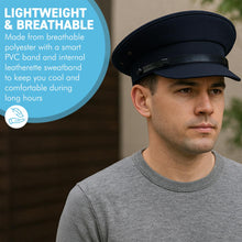 Load image into Gallery viewer, Size 56cm | Small Black Chauffeur Style Peaked Cap | Traditional style ideal for weddings, school proms and special events| Driving Cap | UK size 6 7/8 | US size 7
