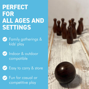 Deluxe Wooden Bowling Set with Solid Wood Storage Box � Ideal Gift for All Ages and Occasions