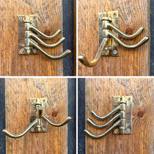 Load image into Gallery viewer, 𝗕𝗥𝗔𝗦𝗦 𝗙𝗢𝗟𝗗𝗜𝗡𝗚 𝗧𝗥𝗜𝗣𝗟𝗘 𝗛𝗢𝗢𝗞 Wall Mount – Space-Saving Coat and Hat Rack
