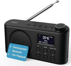 Majority Orwell Portable Bluetooth DAB, DAB+ Radio | Rechargeable Battery or USB-C Cable Powered | 12 Hour Playback, LED Display, Headphone Jack | Dual Alarm, FM, 40+ Presets | MAJORITY Orwell