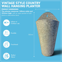 Load image into Gallery viewer, The Country Wall Planter – A Vintage Style Galvanised Metal Hanging Basket
