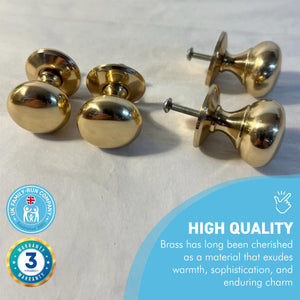 Mulberry Brass Knob | Set of 4 door knobs | Brass cupboard knobs | Cabinet hardware | Antique brass cupboard handles | Cupboard door handles | 30mm