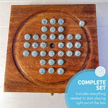 Load image into Gallery viewer, Wooden Solitaire with Snowflake Marbles | Travel &amp; Strategic Games for Adults
