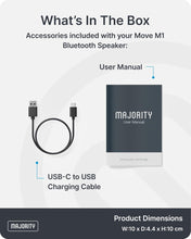 Load image into Gallery viewer, Refurbished Majority Move 1 PORTABLE SPEAKER WIRELESS Bluetooth 6.0, IP65 Dust-Tight &amp; Water Jet Resistant, 12W, Long Battery Life, USB-C Charging, Wireless Bluetooth Speaker
