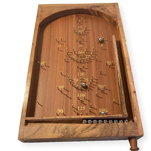 Classic vintage style TABLETOP PINBALL BAGATELLE GAME 40cm x 25cm, Spring plunger with brass pins and steel balls, Shesham Rose wood board, vintage traditional pub game