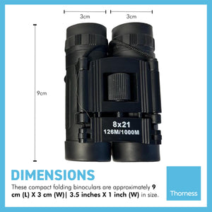 FOLDING ROOF PRISM BINOCULARS 8 X 21mm | Field of View 131m |Compact Folding Binoculars| Bird Watching | Star Gazing | Wildlife Watching | Sight Seeing