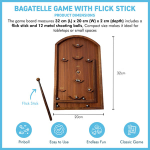 Classic Vintage Tabletop Trifle Game: Shuffleboard, Pinball & Bagatelle with Flick Stick - Retro Multi-Game Entertainment