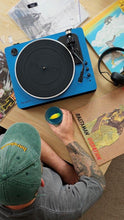 Load image into Gallery viewer, The Folio Record Player – A Bluetooth Turntable with Built-In Speakers and USB Recording (Blue) Refurbished
