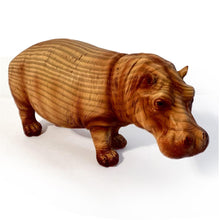 Load image into Gallery viewer, HIPPOPOTOMOUS IN WOOD EFFECT RESIN  |Ornaments for The Home | Home Accessories | Hippo Lover Gift Birthday Friendship Gifts | Wildlife Animal Lover Gift| Hippo Statue
