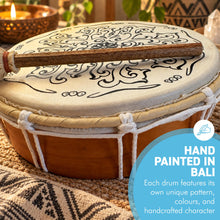 Load image into Gallery viewer, Shamanic hand drum with beater handmade in Bali with natural skin
