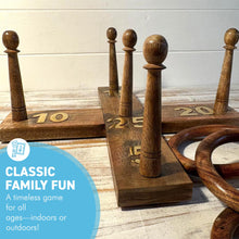 Load image into Gallery viewer, 𝗟𝗨𝗫𝗨𝗥𝗬 𝗦𝗢𝗟𝗜𝗗 𝗪𝗢𝗢𝗗 𝗤𝗨𝗢𝗜𝗧𝗦 𝗚𝗔𝗠𝗘 Set 5 Rings 30cm – Family Fun Hoopla Game
