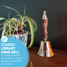 Load image into Gallery viewer, Elegant 18cm Aluminium Library Hand Bell with Antique Brass Finish and Wooden Handle
