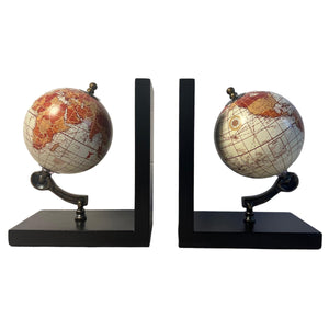 Classic World Map Globe Bookends - Elegant Home & Office Desk Accessory, Stylish Decoration